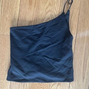 Aritzia Contour Black One-Shoulder Top